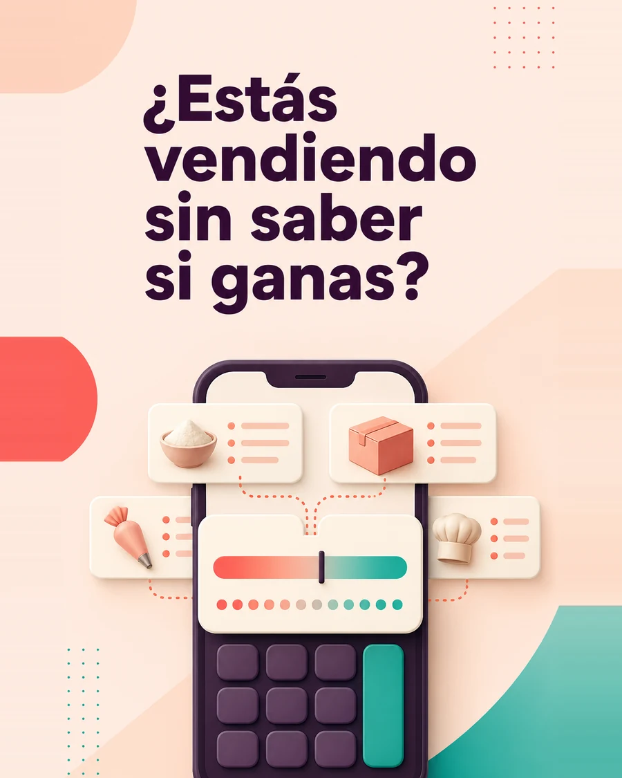 Calculadora con ingredientes, empaque y tareas de repostería